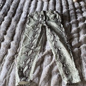 Snake skin high rise pants